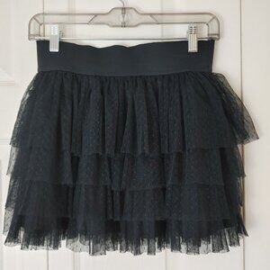 Twenty One Black Chiffon Layered Ruffle Mini Skirt